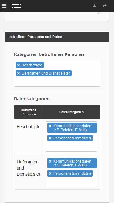 Zuordnung von Betroffenen und Datenarten